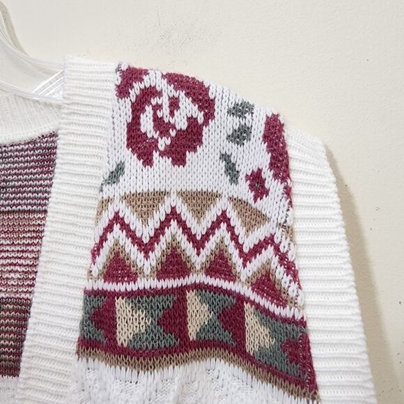 Vintage Season Ticket button front floral v-neck sweater vest woman's size 2XL - Picture 5 of 8